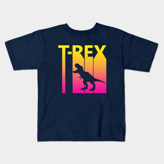 Retro 1980s Tyrannosaurus Rex Kids T-Shirt by GWENT